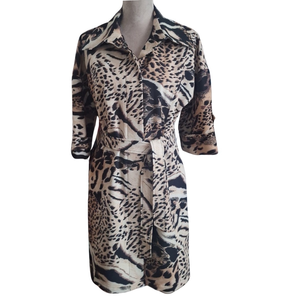 Animal Print Fall Coat Joseph Ribkoff Belted Business Casual Jacket Sz 4